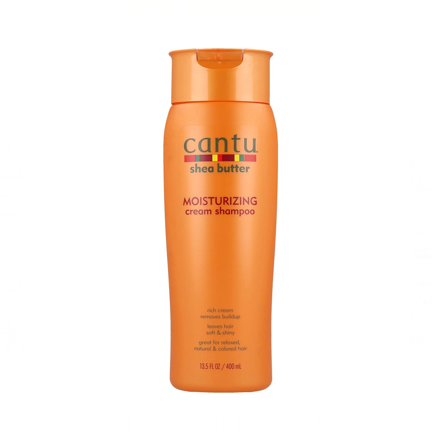 Champú crema Cantu con manteca de karité, frasco visible para nutrición profunda.