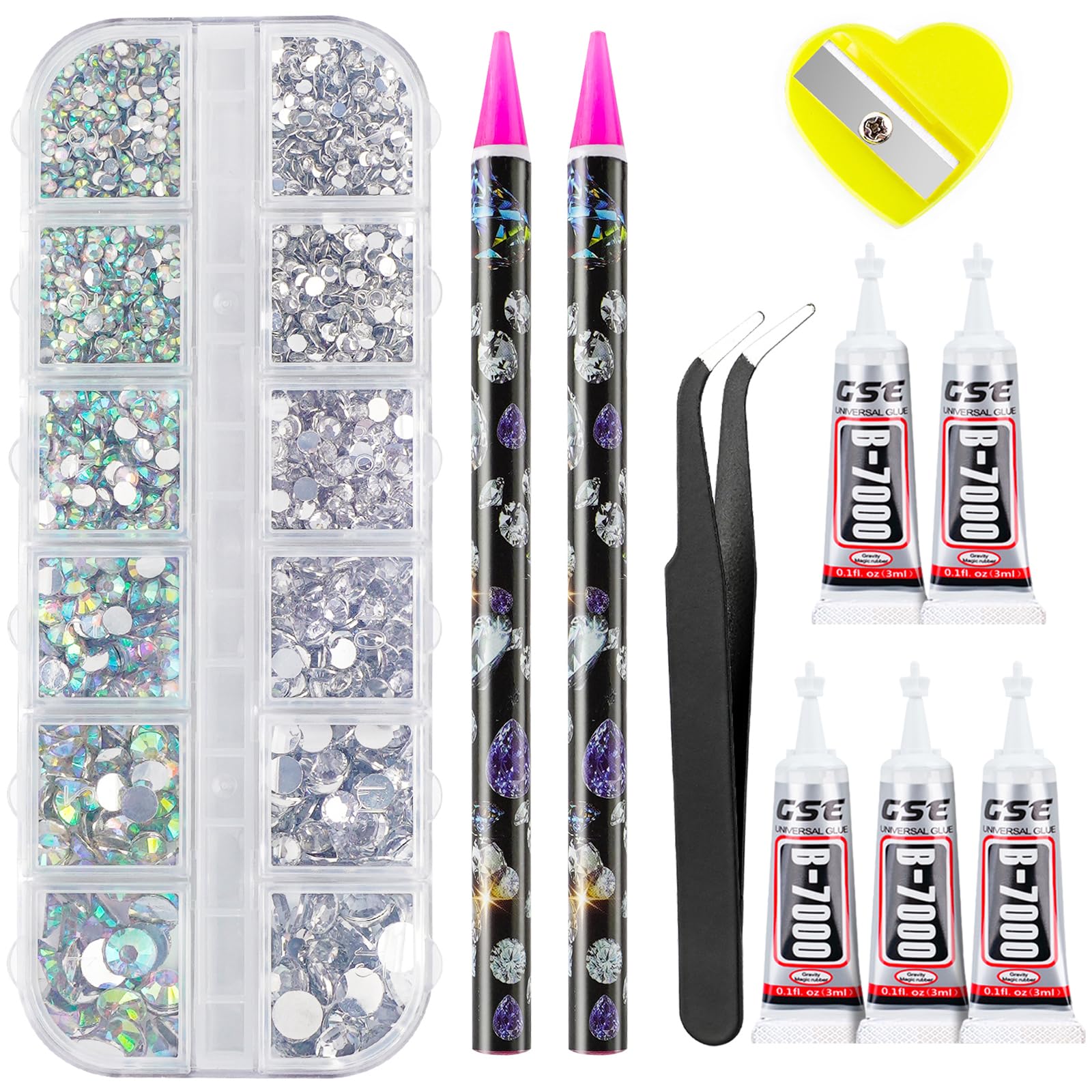 CANVALITE kit de piedras para uñas cristal AB, 2784 piezas para uñas brillantes