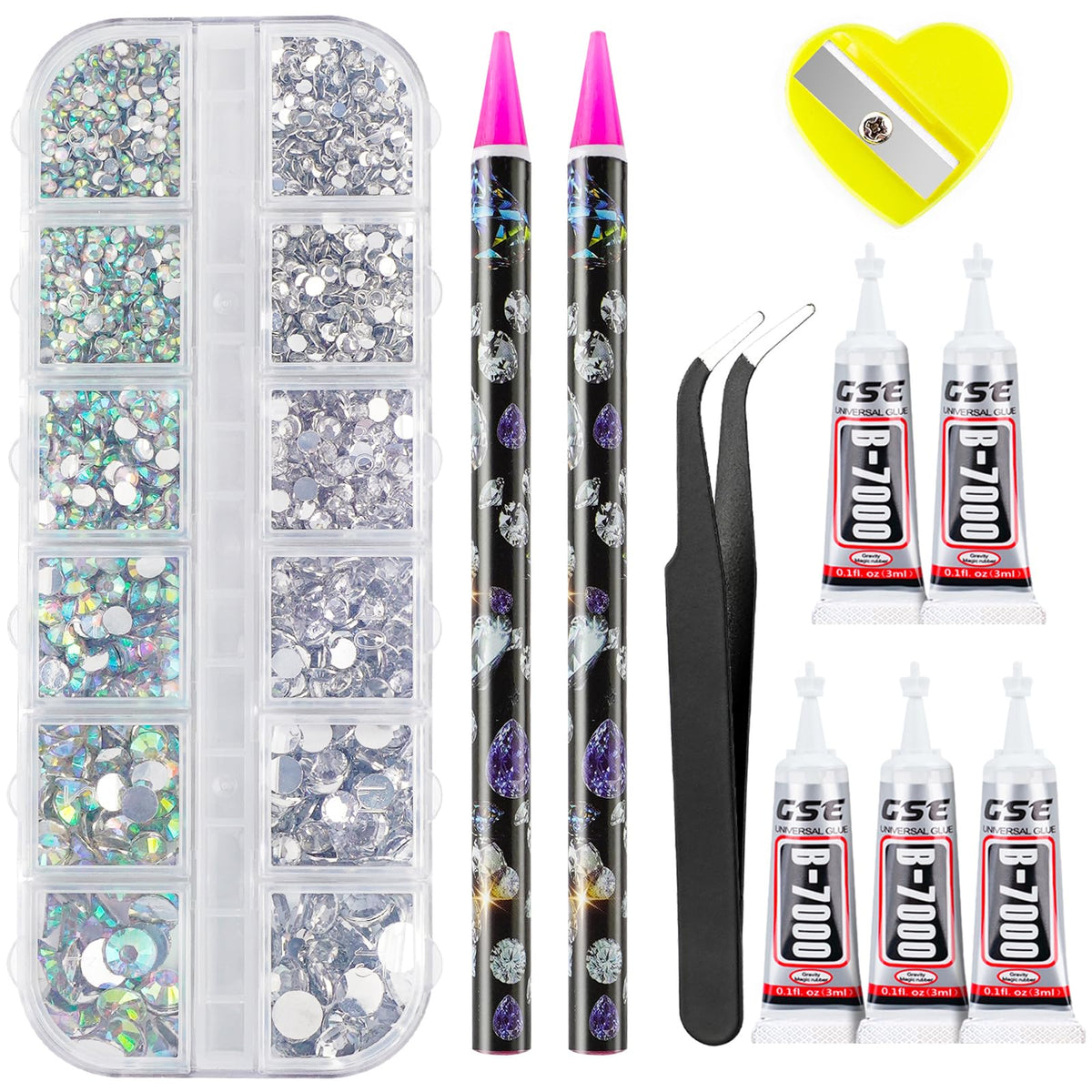 CANVALITE kit de piedras para uñas cristal AB, 2784 piezas para uñas brillantes