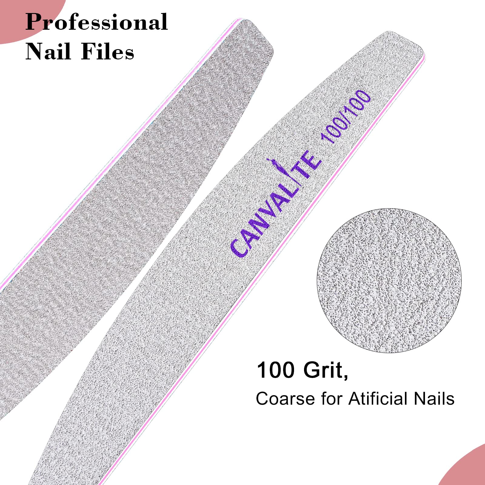 CANVALITE conjunto de 10 limas, grano 100, aptas para uñas acrílicas y naturales