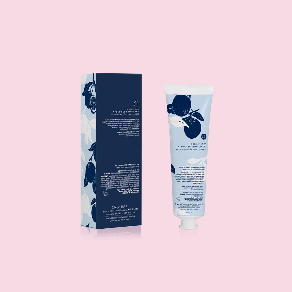 Capri Blue crema de manos libre de crueldad y vegana, opción ética para cuidado diario.
