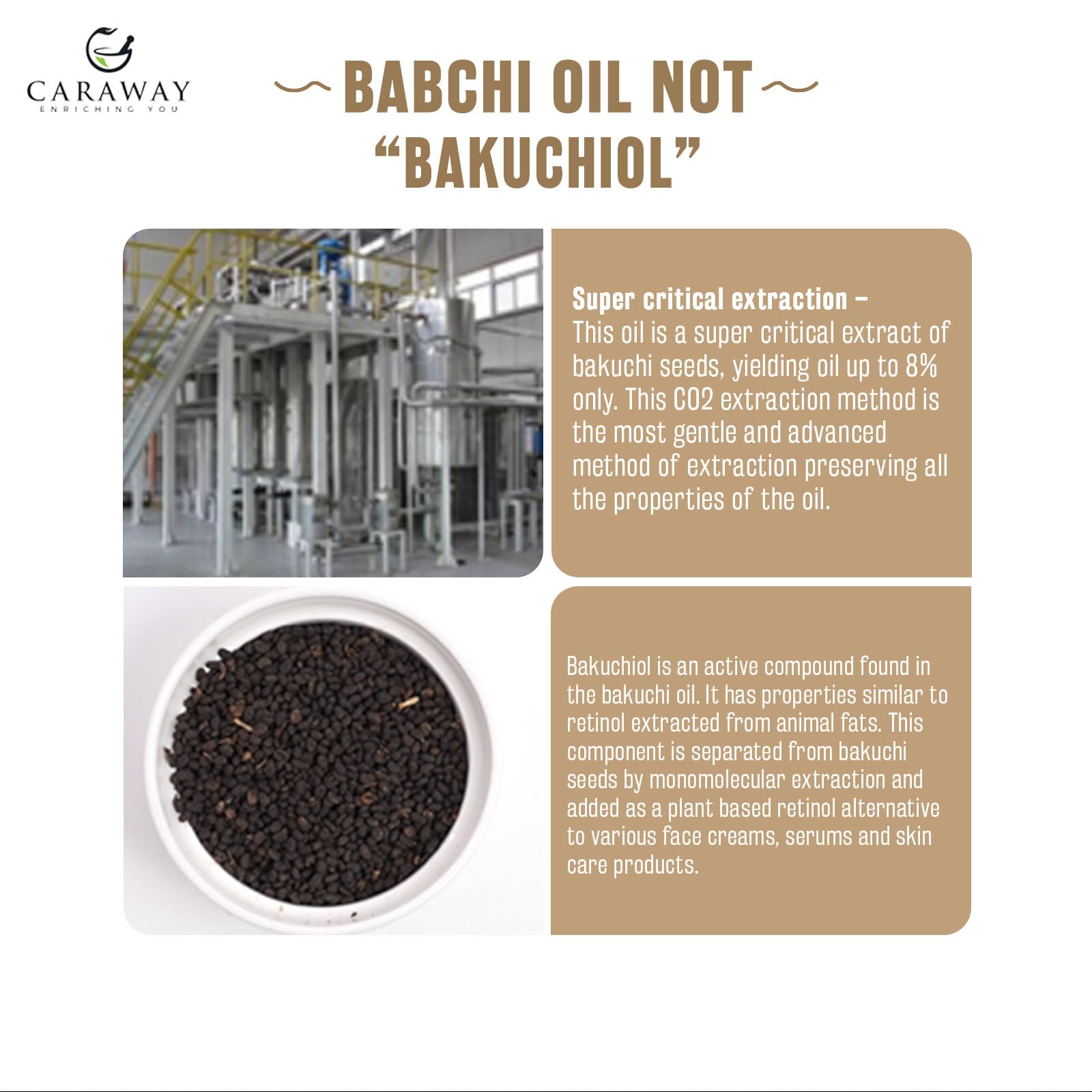 CARAWAY Bakuchi envase compacto, práctico para viajes.