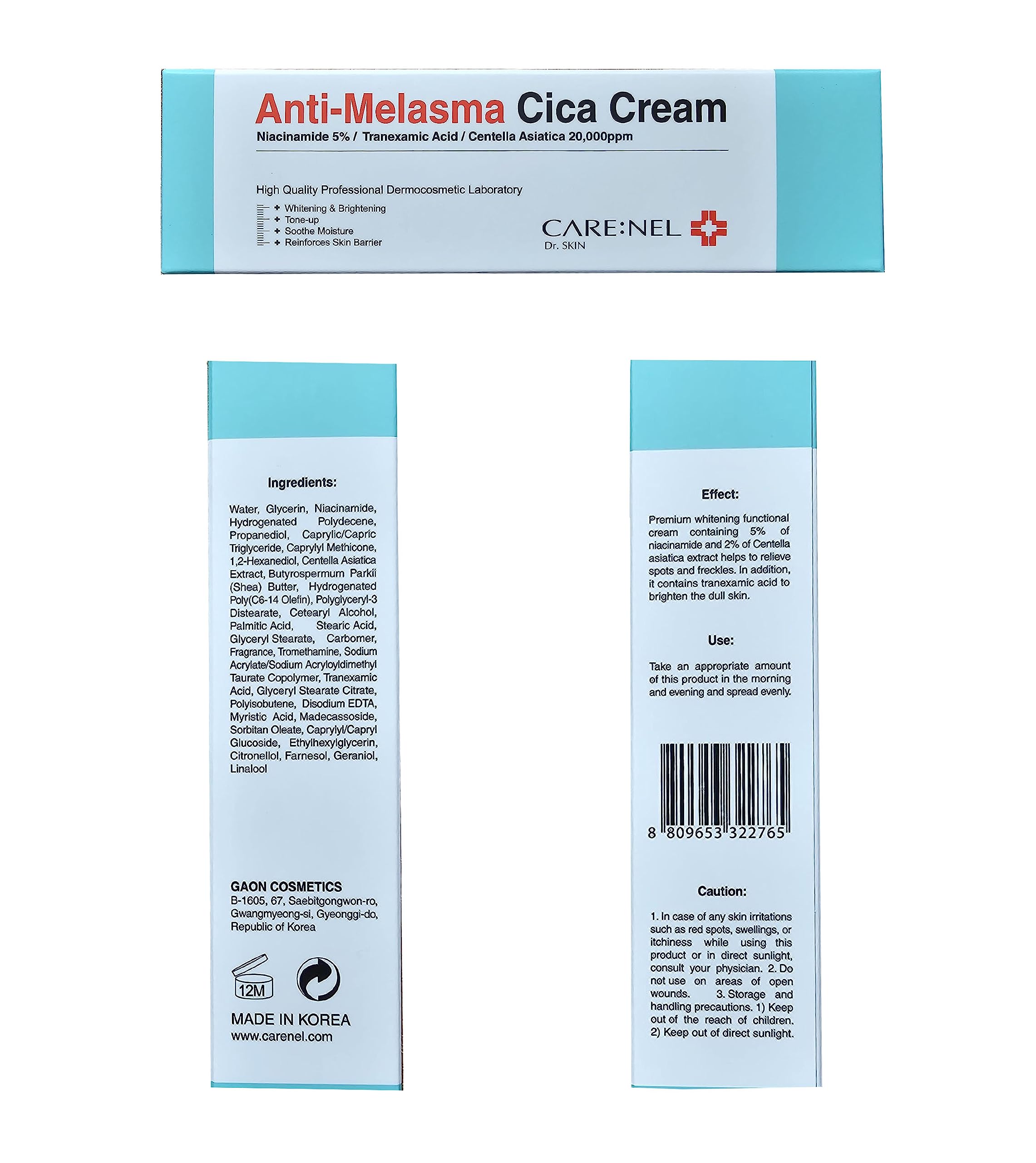 CARE:NEL Crema Melasma, aplicación suave: se desliza y calma la piel.