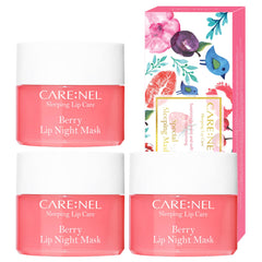CARE:NEL Lip Sleeping Mask Berry en caja de regalo, cuidado nocturno de labios.