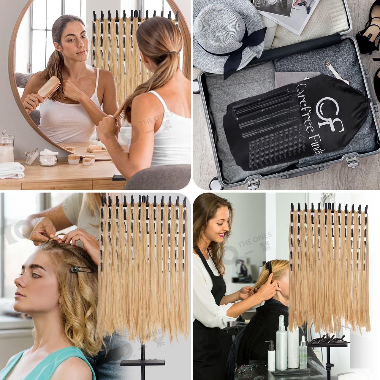 Uso versátil en salón o casa con CAREFREE FINDS para ordenar trenzas.
