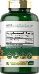 Carlyle Aceite de Ricino 750 mg, botella y etiqueta de calidad visible