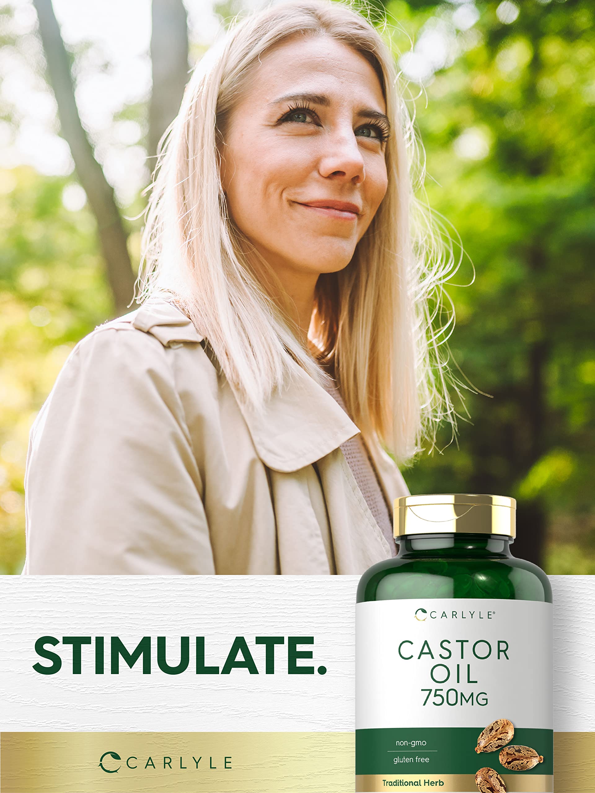 Carlyle Aceite de Ricino 750 mg, libre de OMG con certificación visible