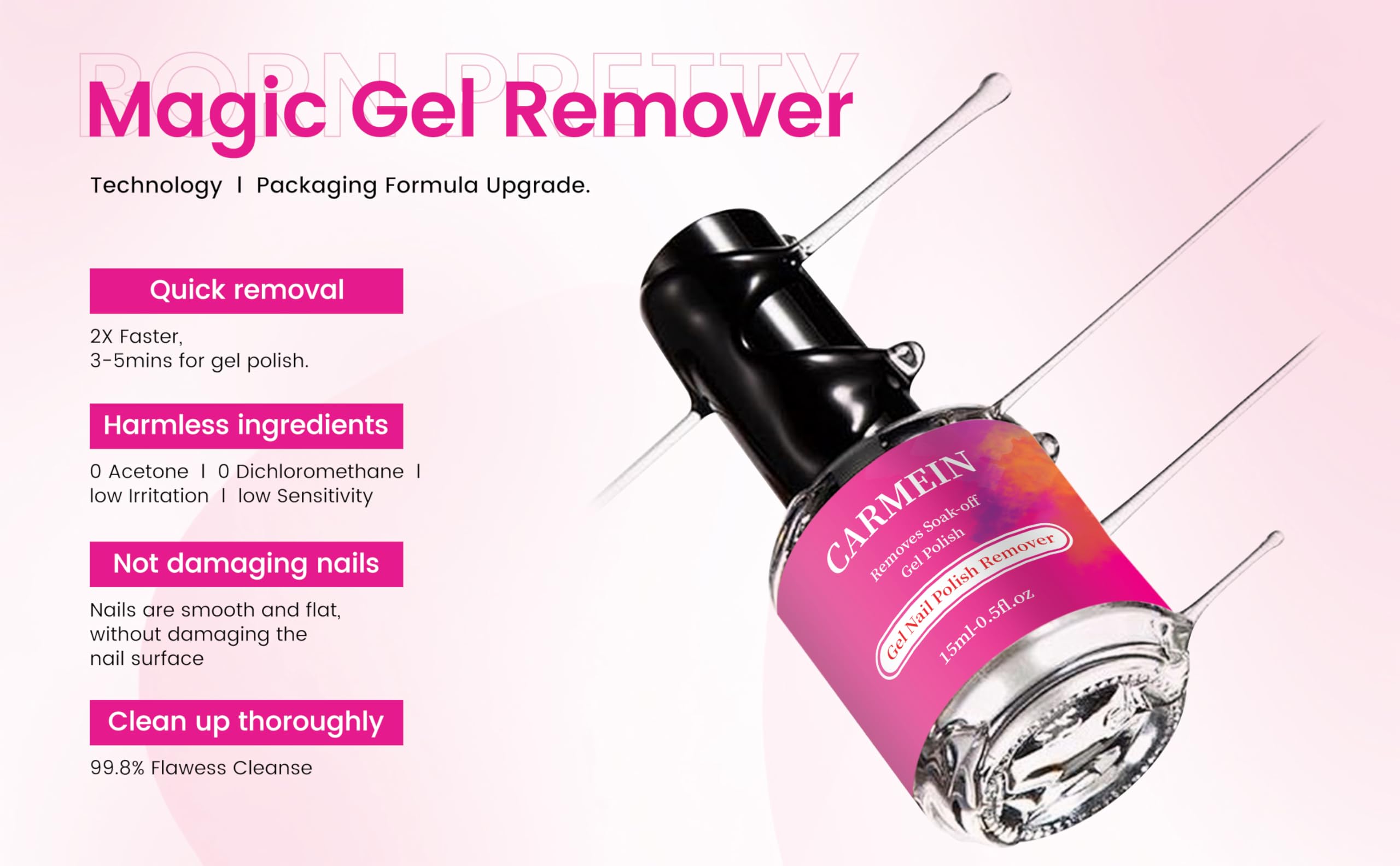 CARMEIN Remoción rápida del gel con uso sencillo.
