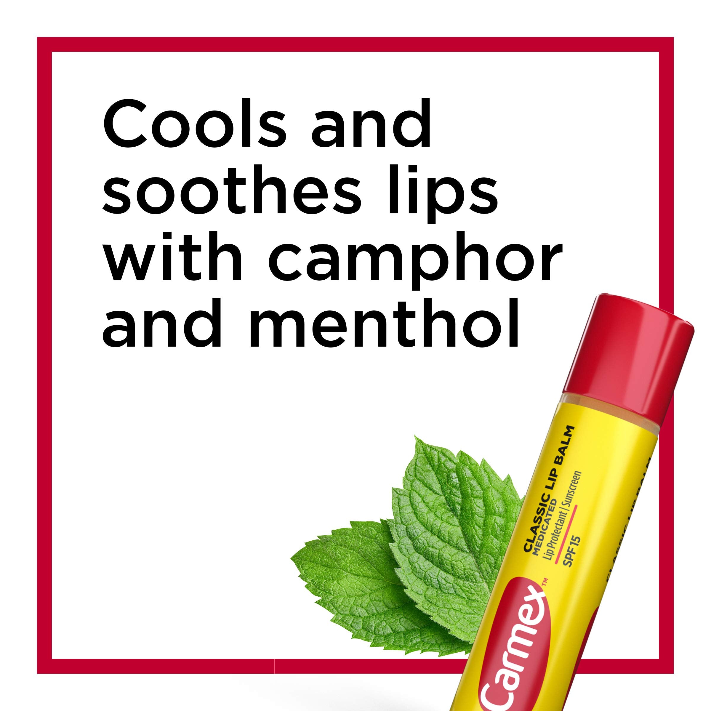 Carmex clásico camfor y mentol ofrece alivio refrescante