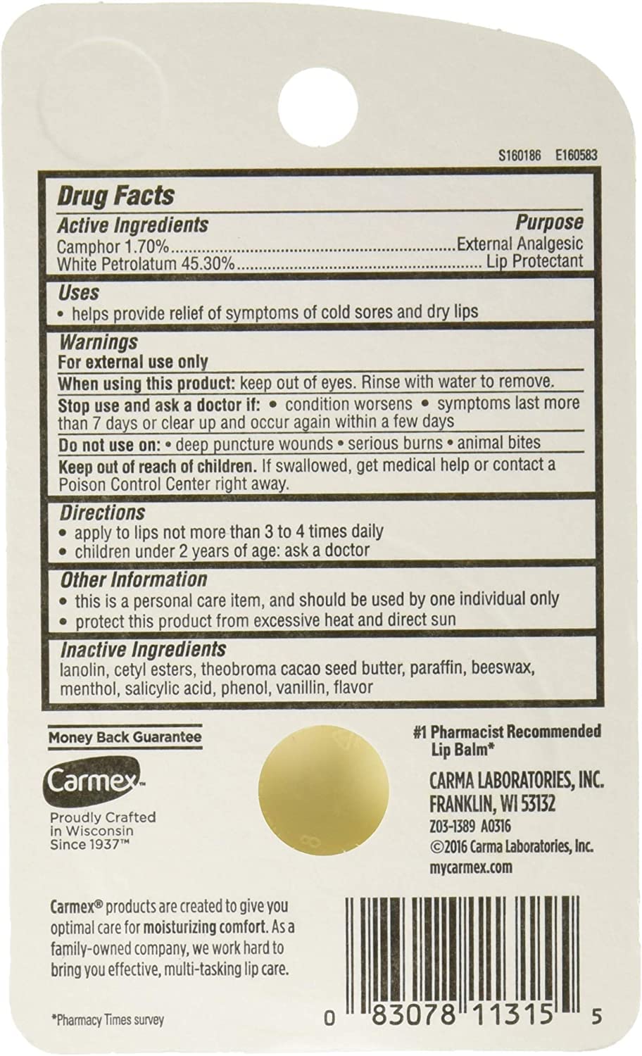 Carmex Balsamo labial textura suave, enfoque aplicación suave para labios hidratados.