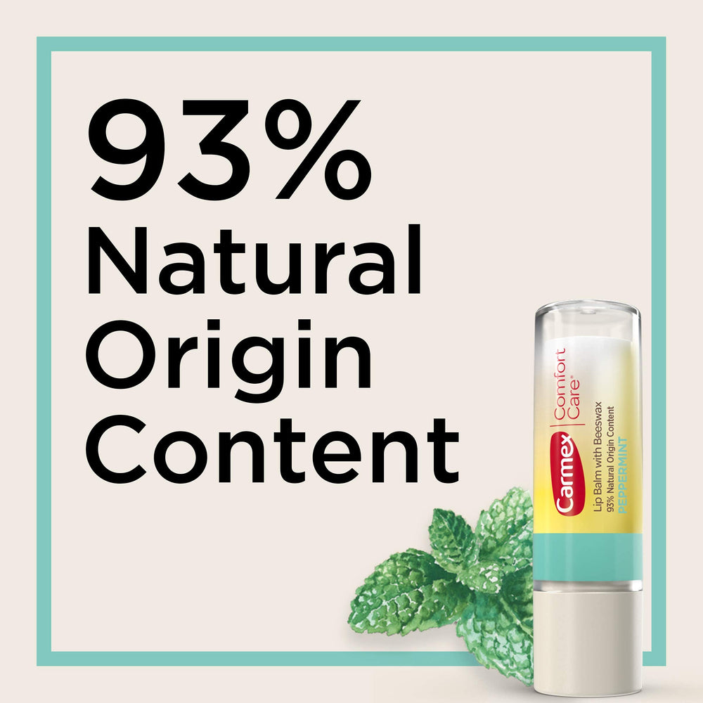 Bálsamo Carmex con cera de abejas, ingrediente natural para suavizar labios.
