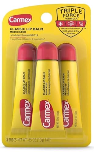 Carmex bálsamo labial clásico: aplicación suave para suavizar y humectar labios.