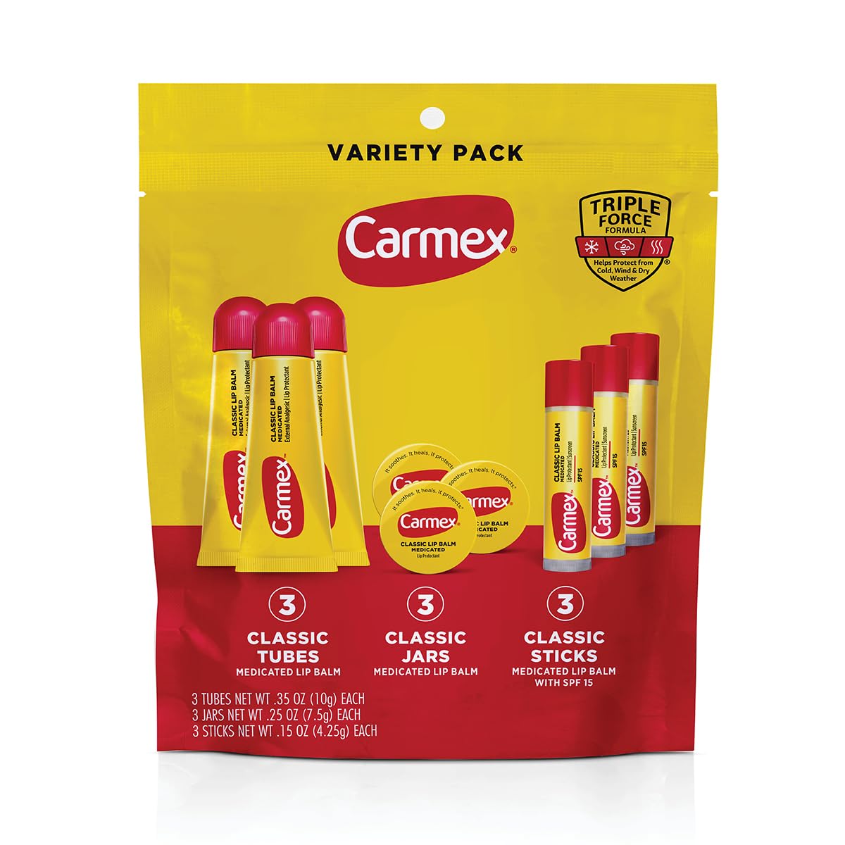 Carmex Clásico en tubo, bálsamo labial hidratante para labios secos