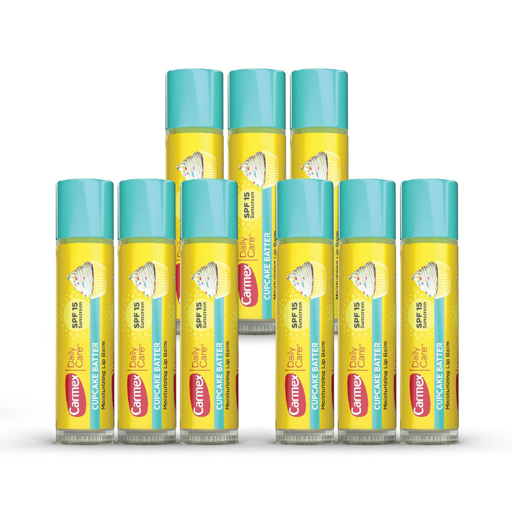 Carmex Daily Care Balsamo labial SPF15 Cupcake Batter para hidratacion diaria.
