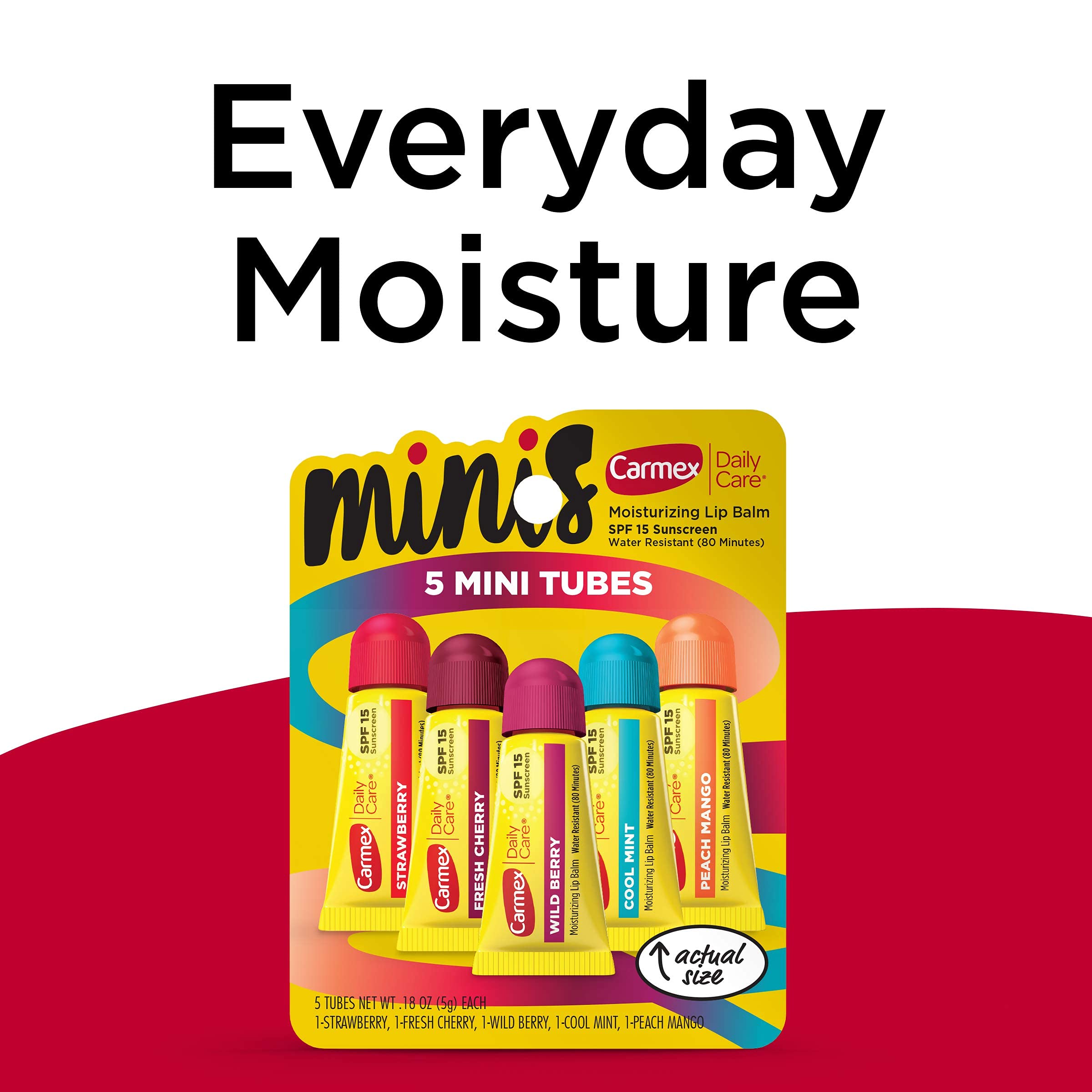 Carmex Minis sabor bayas silvestres en tubo con aroma intenso.