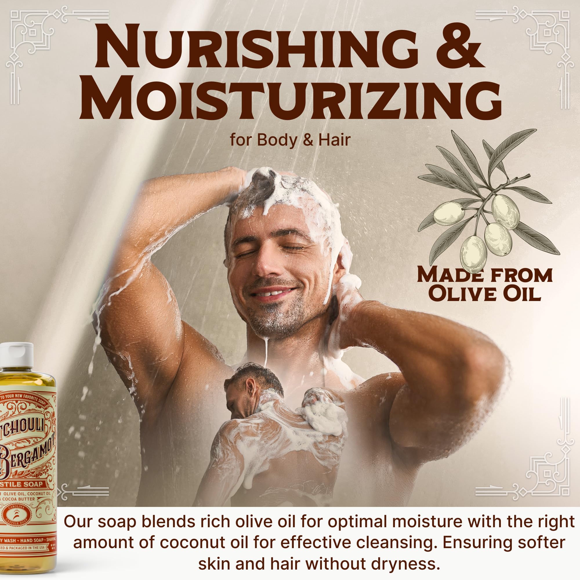 Carolina Castile Soap Aceite de oliva orgánico, ingrediente para piel suave.