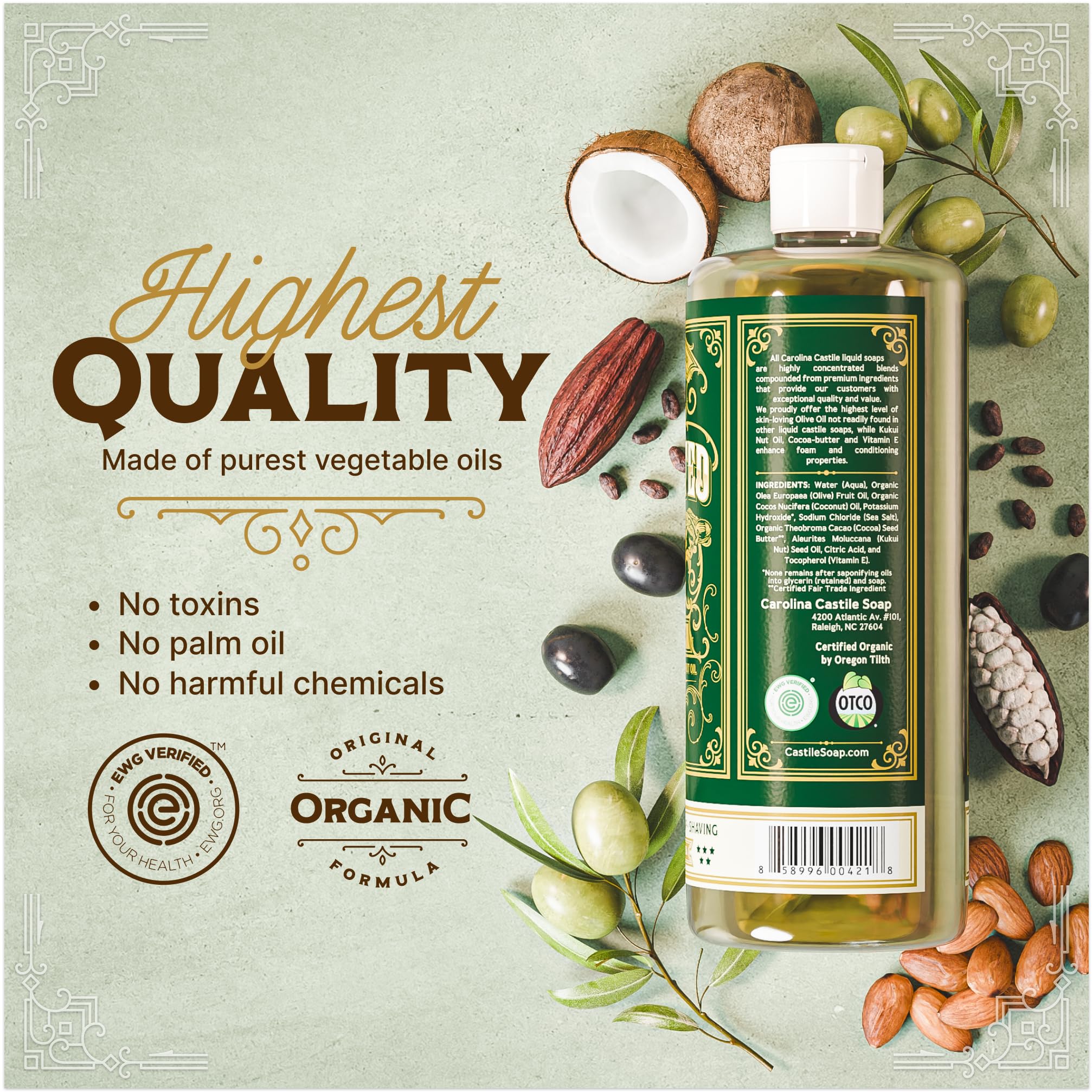 Carolina Castile Soap fórmula concentrada, rinde más.