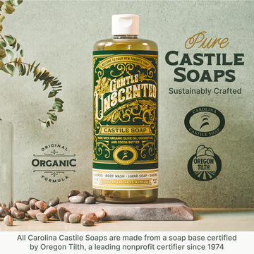 Carolina Castile Soap envase sostenible, sin fragancias artificiales.