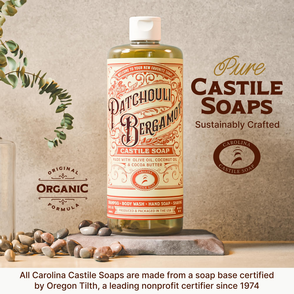 Carolina Castile Soap Hecho en Estados Unidos, proceso responsable con aceites vegetales.