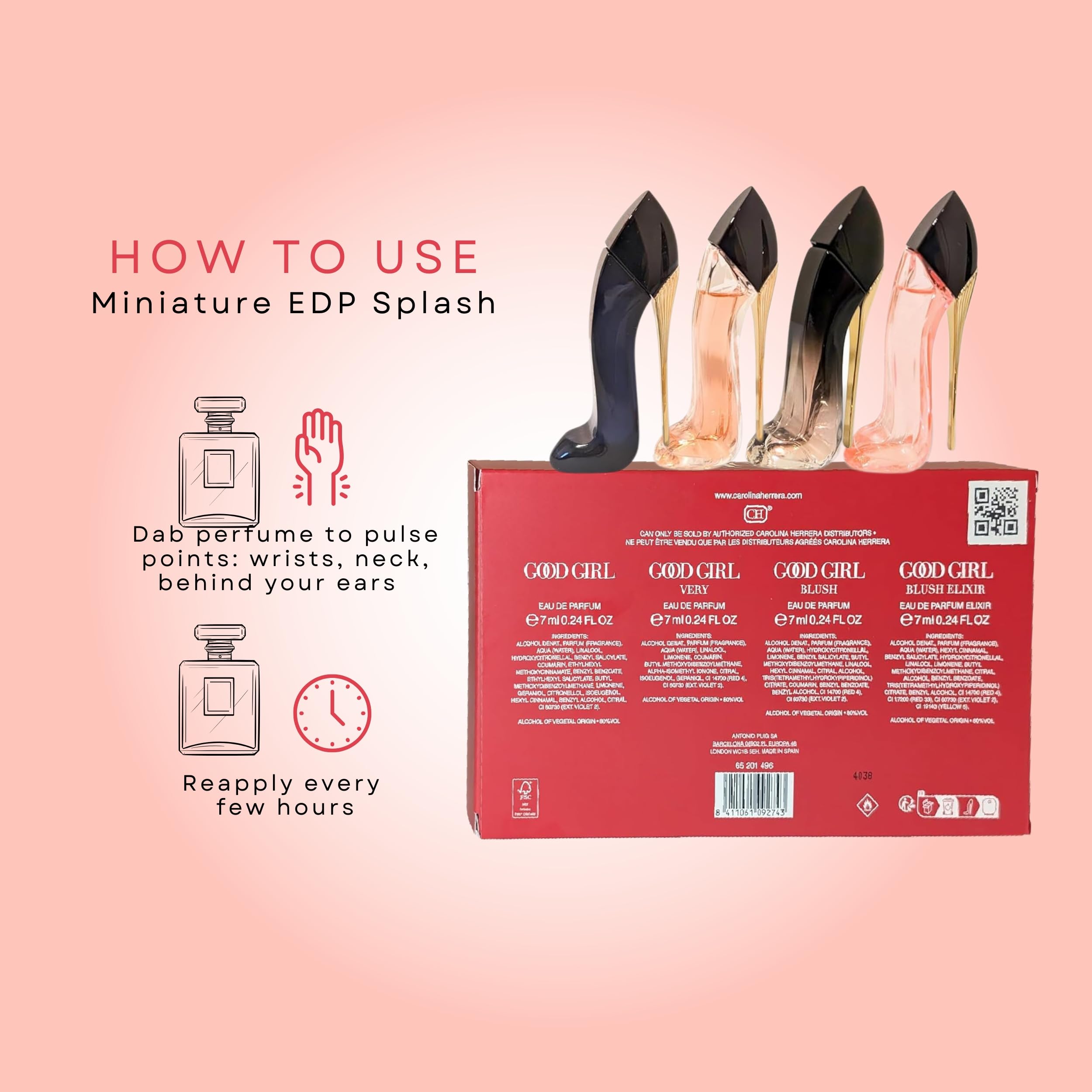 Carolina Herrera Good Girl Blush: botella frontal rosa, elegante para uso diario