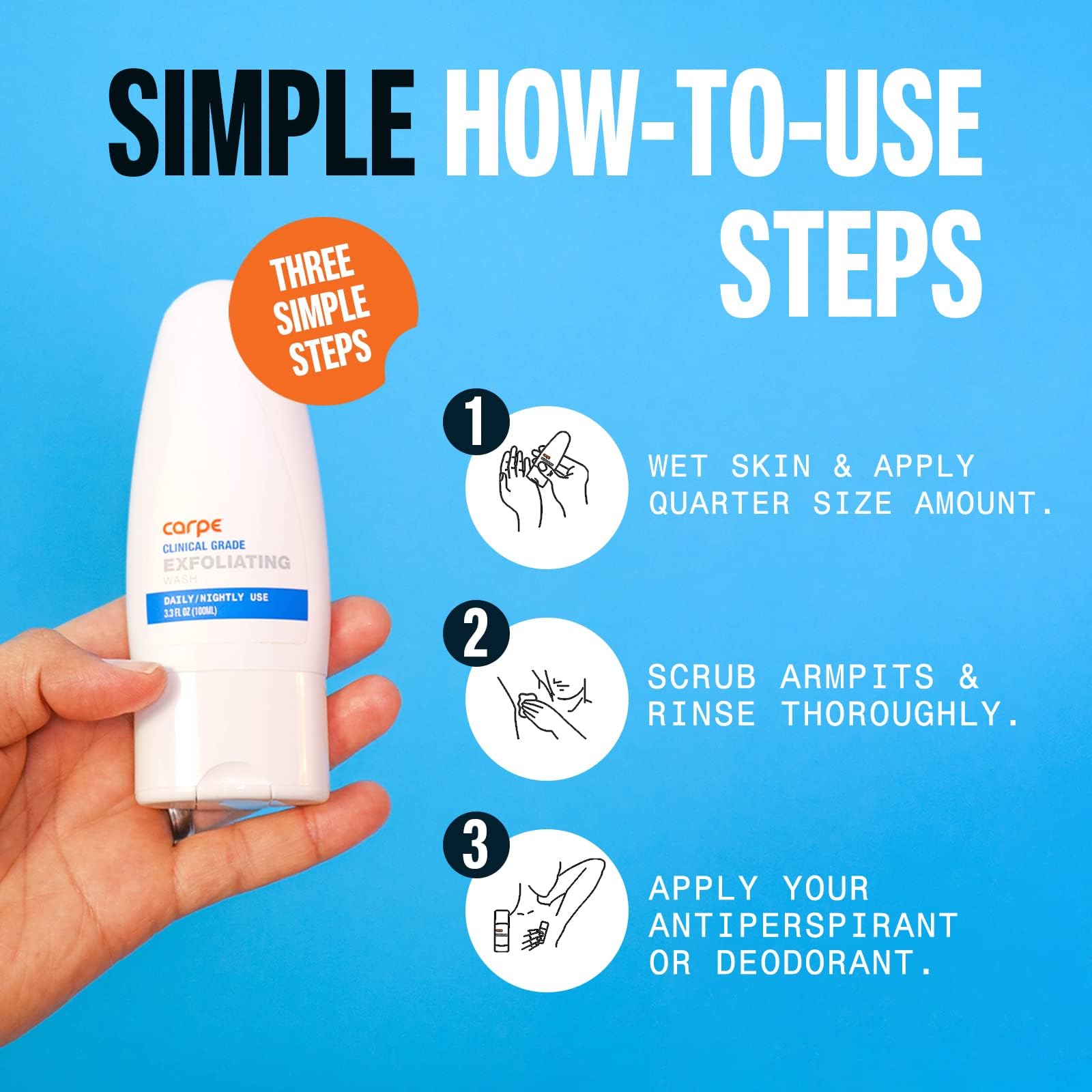 Carpe exfoliante de axilas con protección de olor agradable