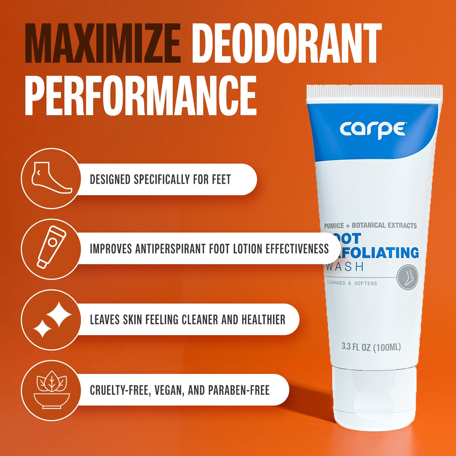 Carpe exfoliante de pies, envase ergonómico y práctico