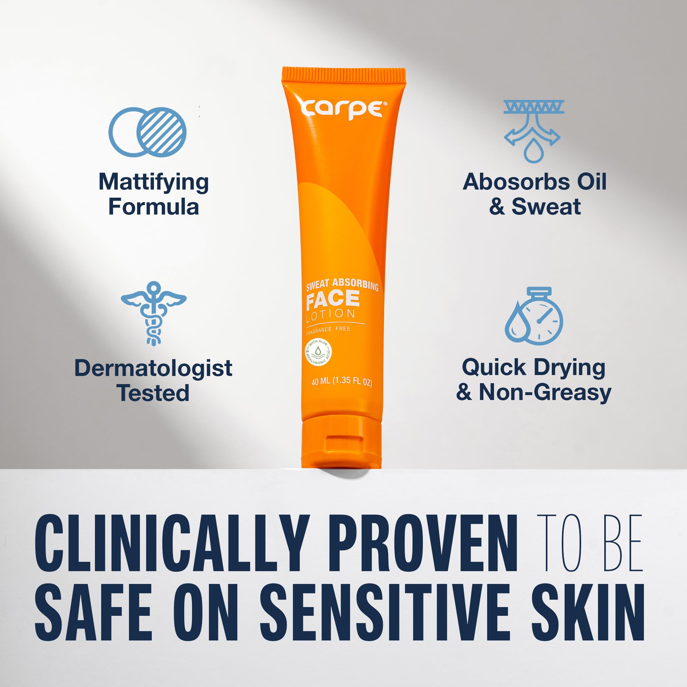 Carpe locion facial absorbente como primer de maquillaje para piel grasa.