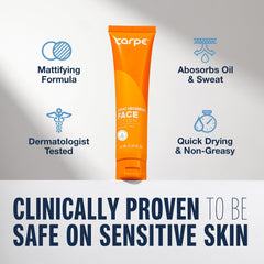 Carpe locion facial absorbente como primer de maquillaje para piel grasa.