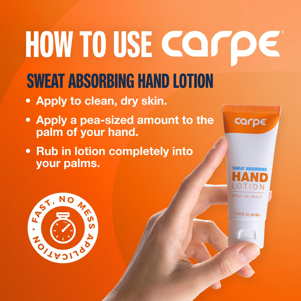 Carpe Loción Absorbente, secado rápido sin sensación grasa en las manos.