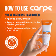 Carpe loción sudor palmar formulada dermatológicamente para seguridad.