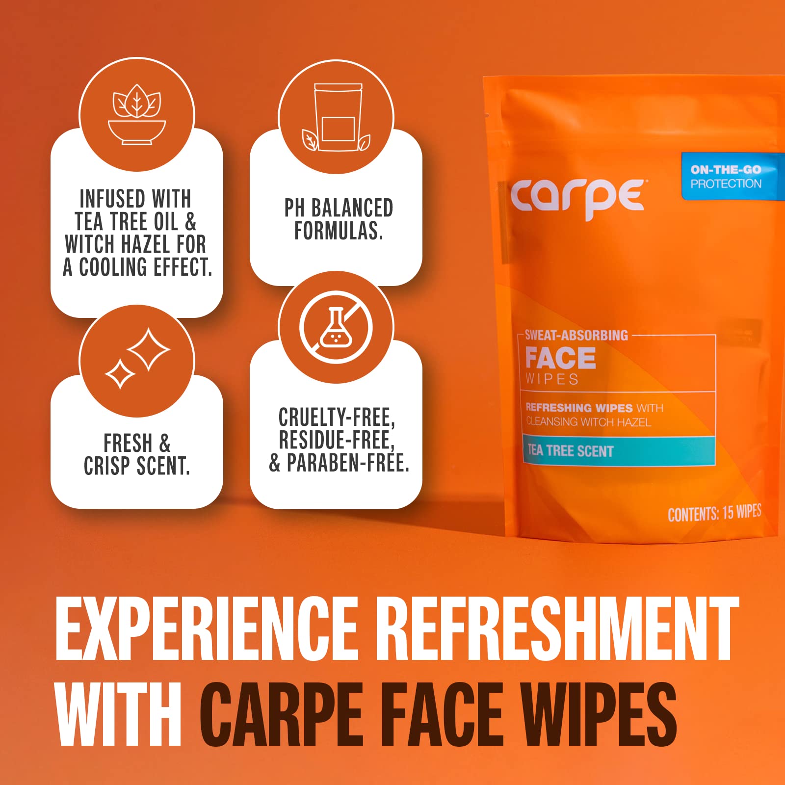 Carpe toallitas faciales con aceite de árbol de té para piel limpia.