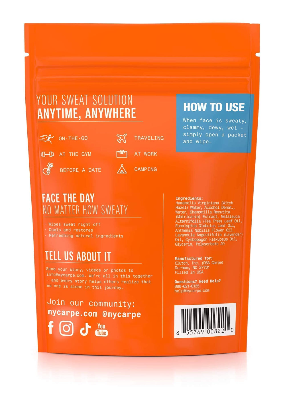 Carpe toallitas para uso diario y control de grasa facial.