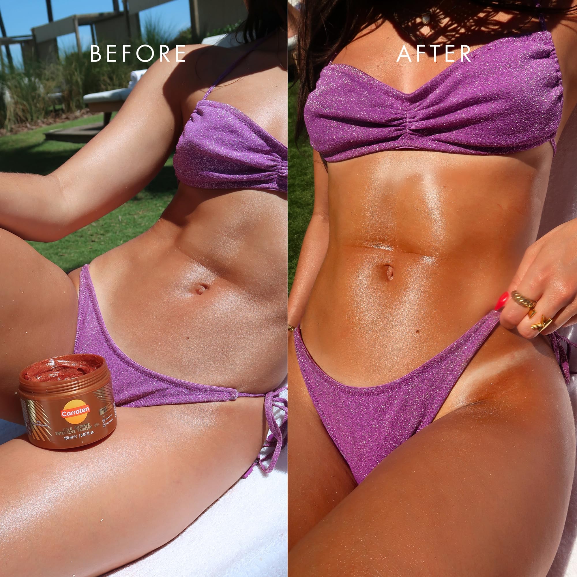 Carroten bronceado infinito gel acelera tono dorado de la piel.