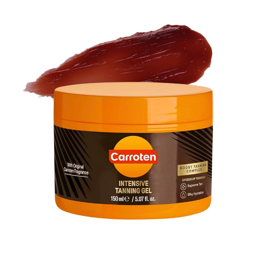 Carroten gel bronceado intenso en botella para un tono dorado y duradero