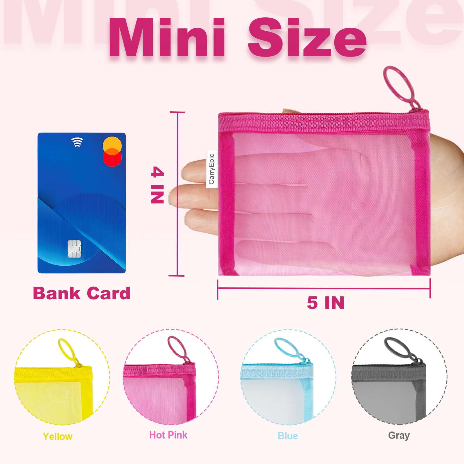 CarryEpic bolsas de malla mini transparentes para ver rápidamente el contenido.