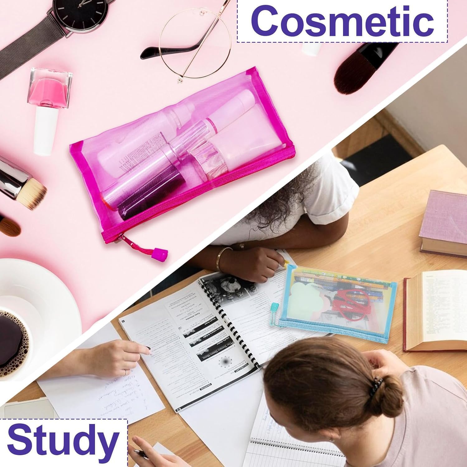 CarryEpic bolsa de malla de varios colores para cosméticos y accesorios