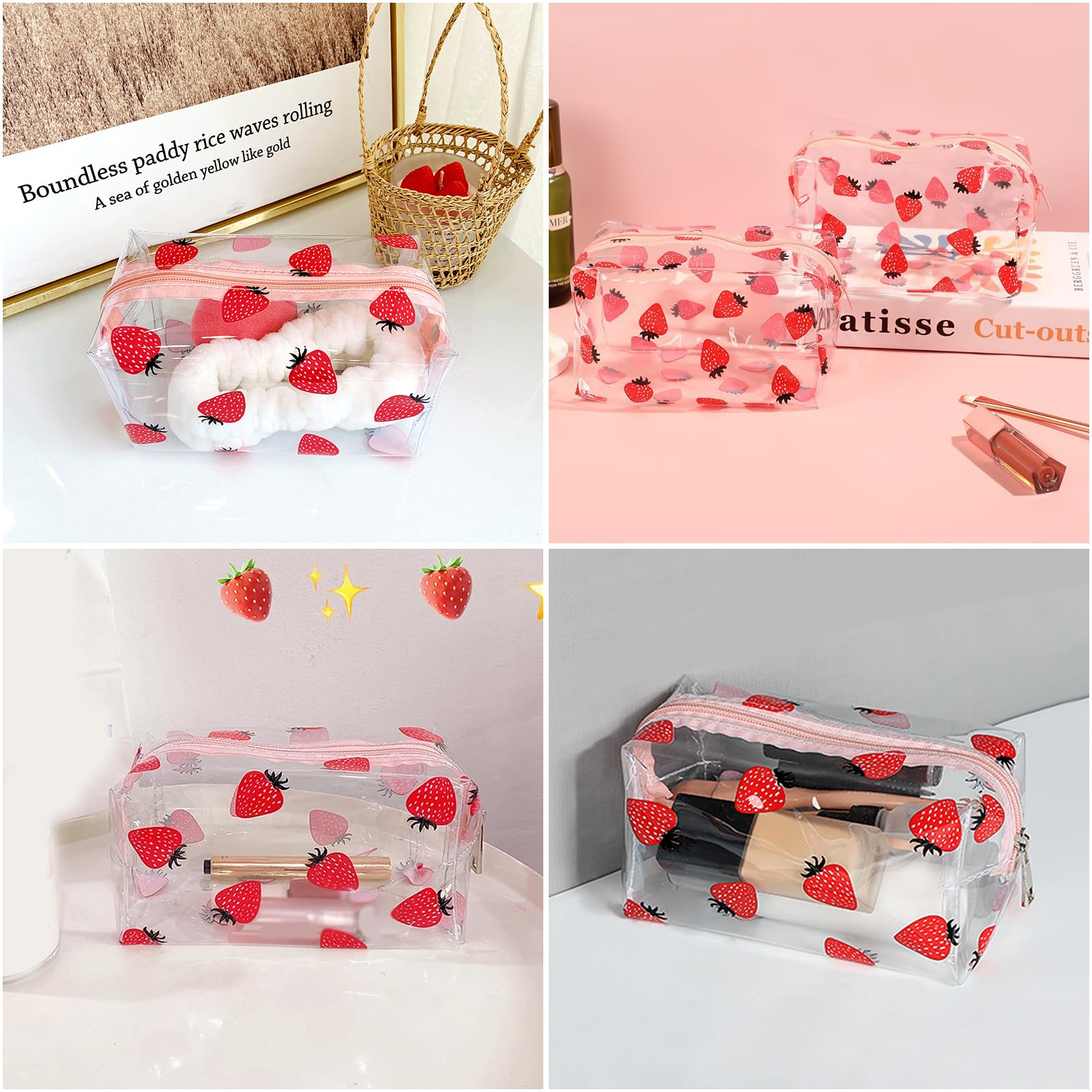 CarryEpic bolso transparente para cosméticos, interior amplio para envases de tamaño cuarto.
