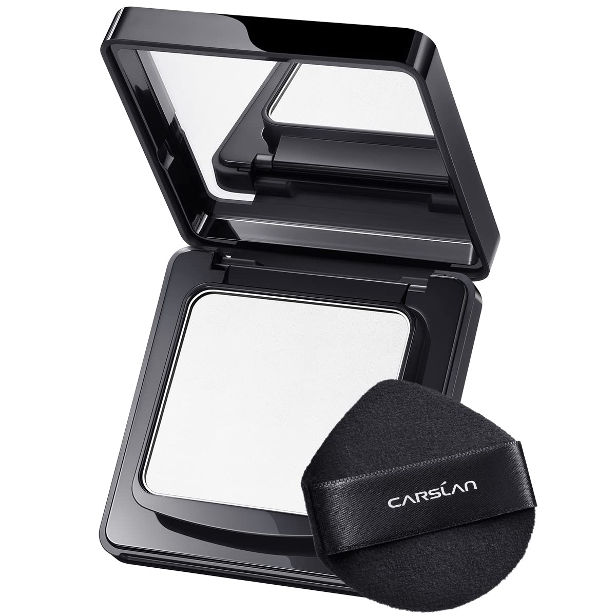 CARSLAN polvo compacto resistente al agua para un acabado duradero.