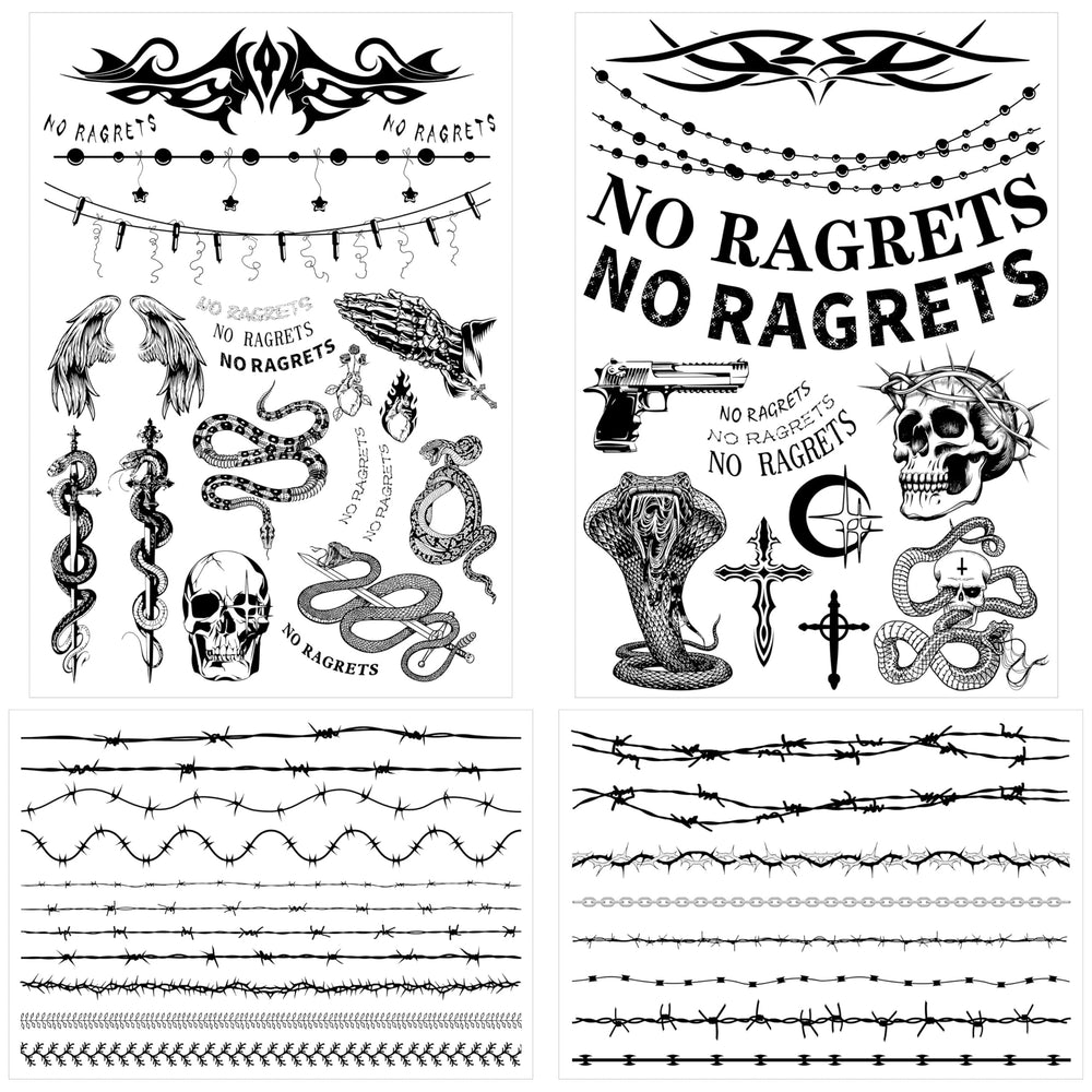 CartaChic tatuaje alambre de puas realista para cuello, aspecto temporal destacado.