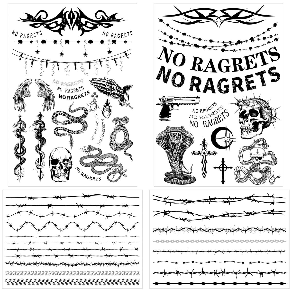 CartaChic tatuaje alambre de puas realista para cuello, aspecto temporal destacado.