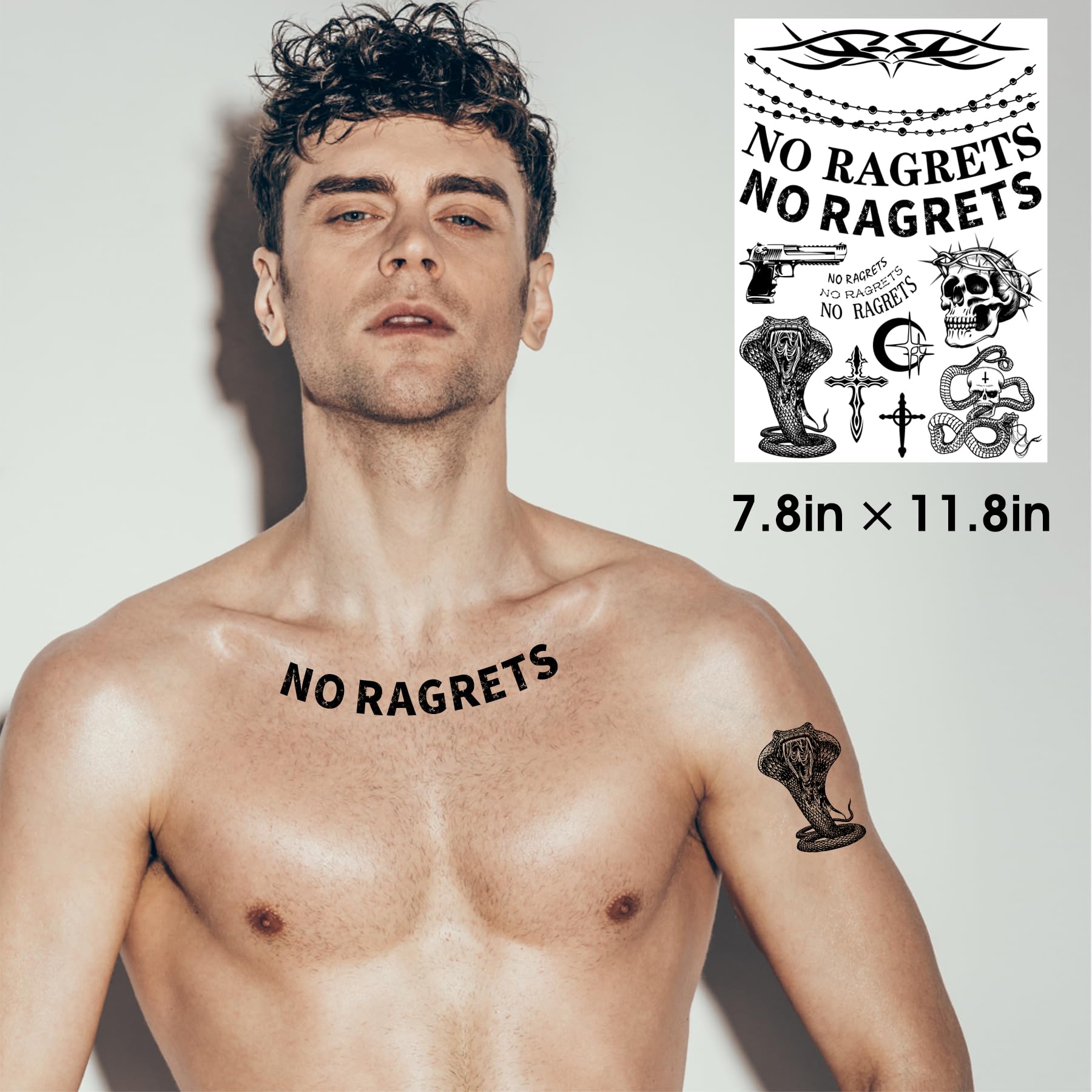 CartaChic tatuaje diseño sin remordimientos para cuello, opción de moda temporal.