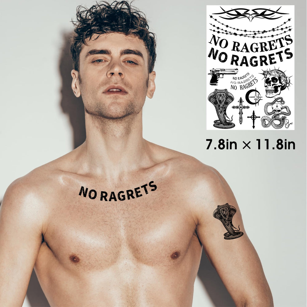 CartaChic tatuaje diseño sin remordimientos para cuello, opción de moda temporal.