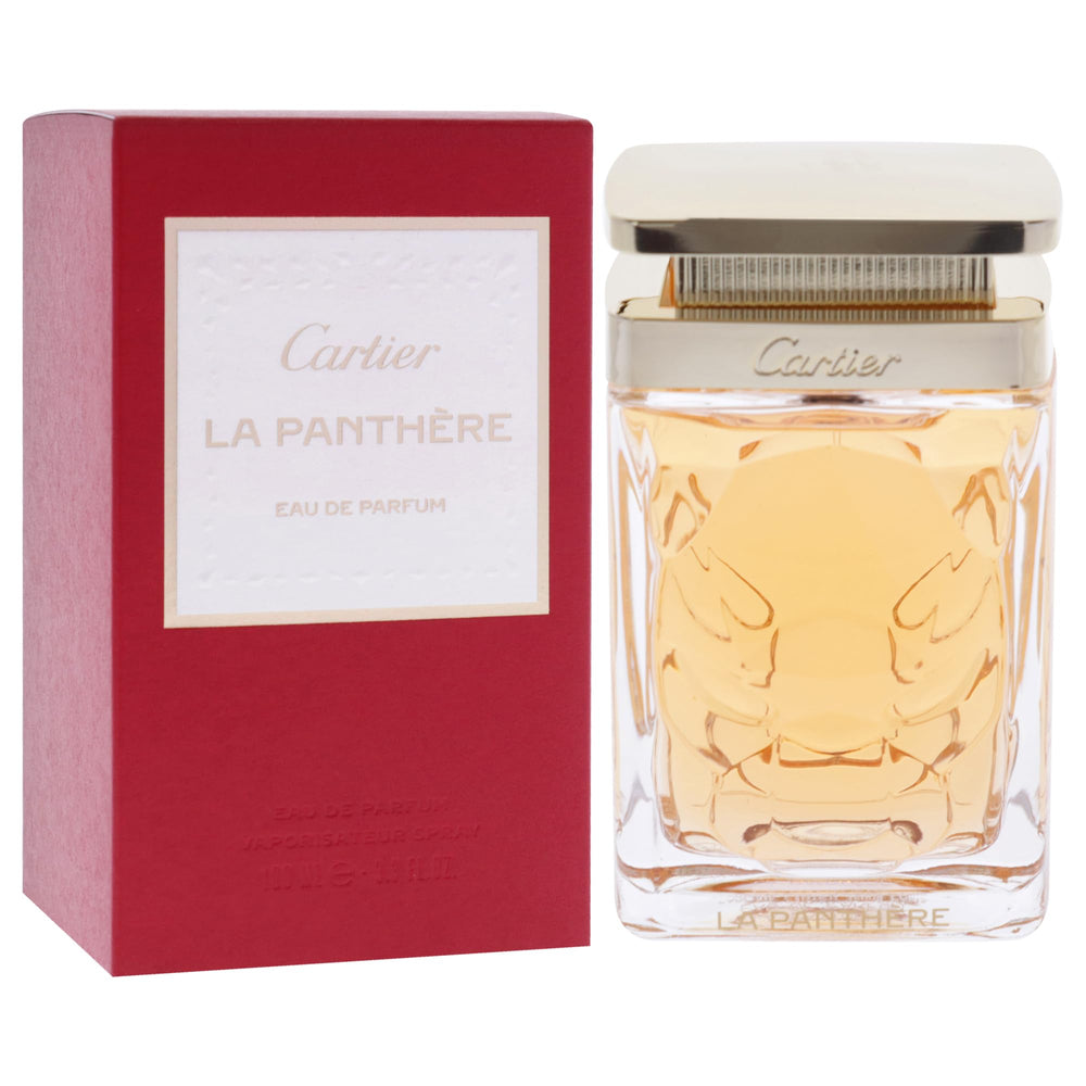 Cartier La Panthère EDP, etiqueta detallada, transmite lujo discreto en el día a día.