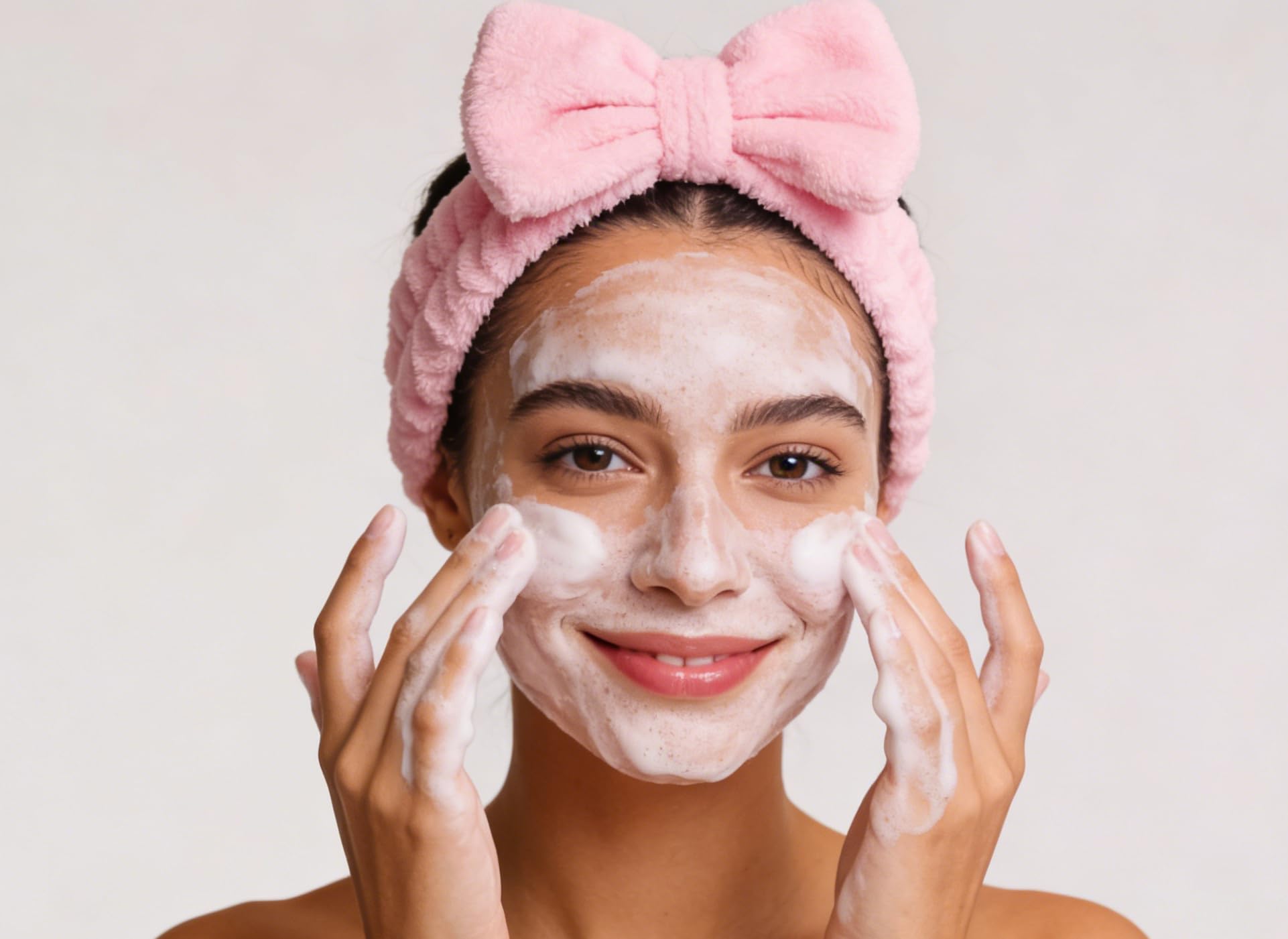 Casoty banda cabello rosa lazo: práctico para sujetar el cabello durante maquillaje o limpieza facial
