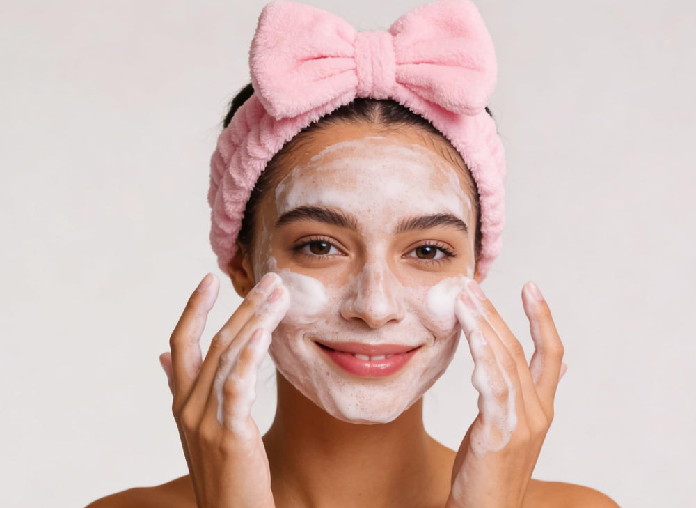 Casoty banda cabello rosa lazo: práctico para sujetar el cabello durante maquillaje o limpieza facial