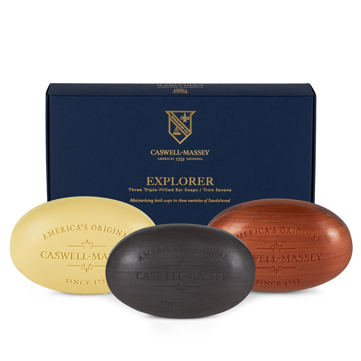 Barra Caswell-Massey con patrón de madera y sándalo, regalo elegante para cualquier ocasión.