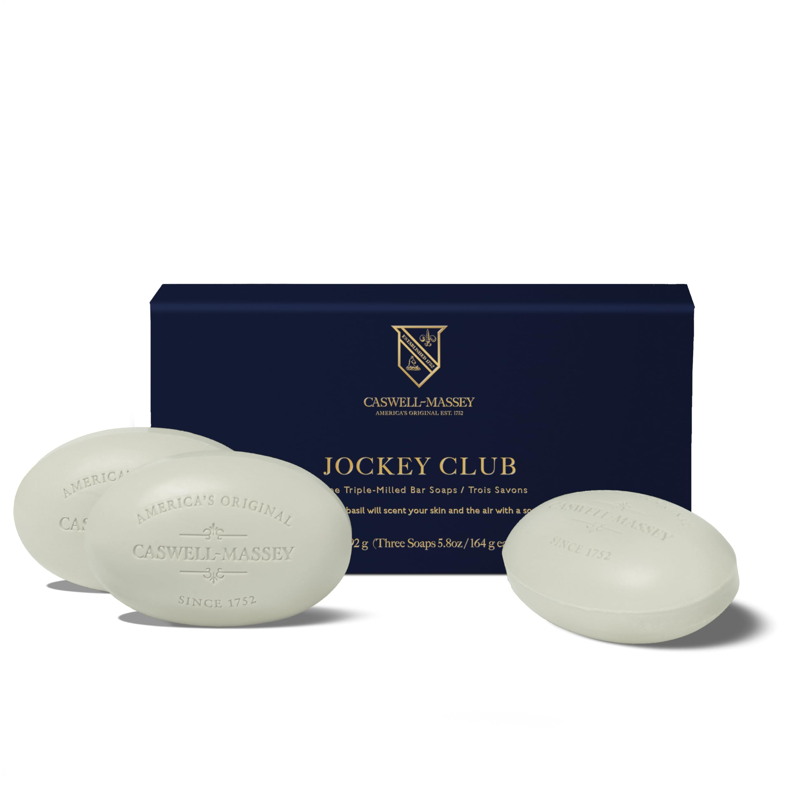 Caswell-Massey Jockey Club, paquete de tres jabones, ideal como regalo