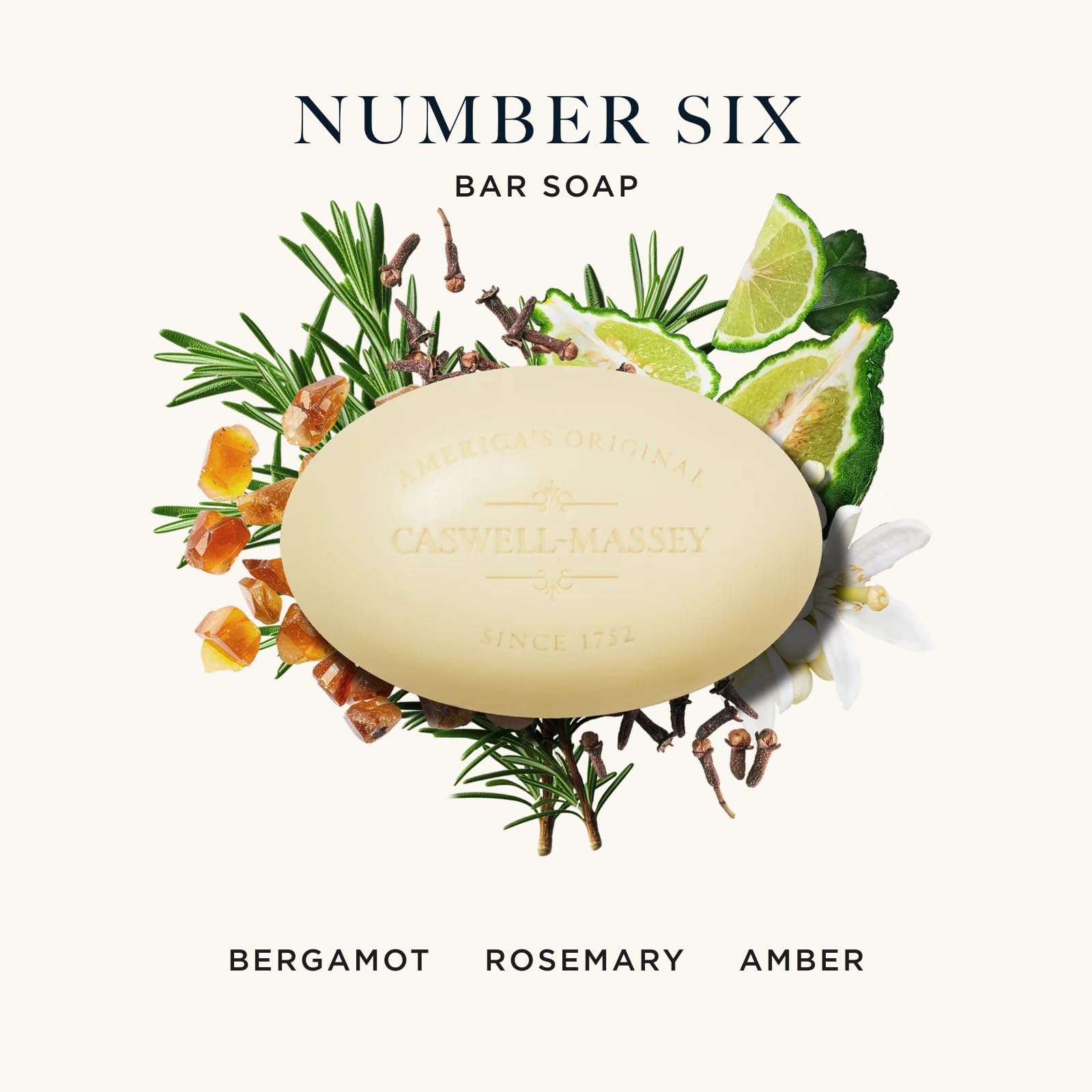 Savon Number Six Caswell-Massey, mousse riche pour peau douce.
