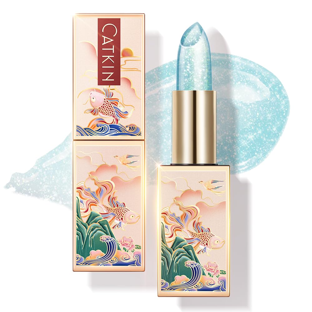 Bálsamo labial Catkin con cambio de color revela tono personalizado y brillo suave.