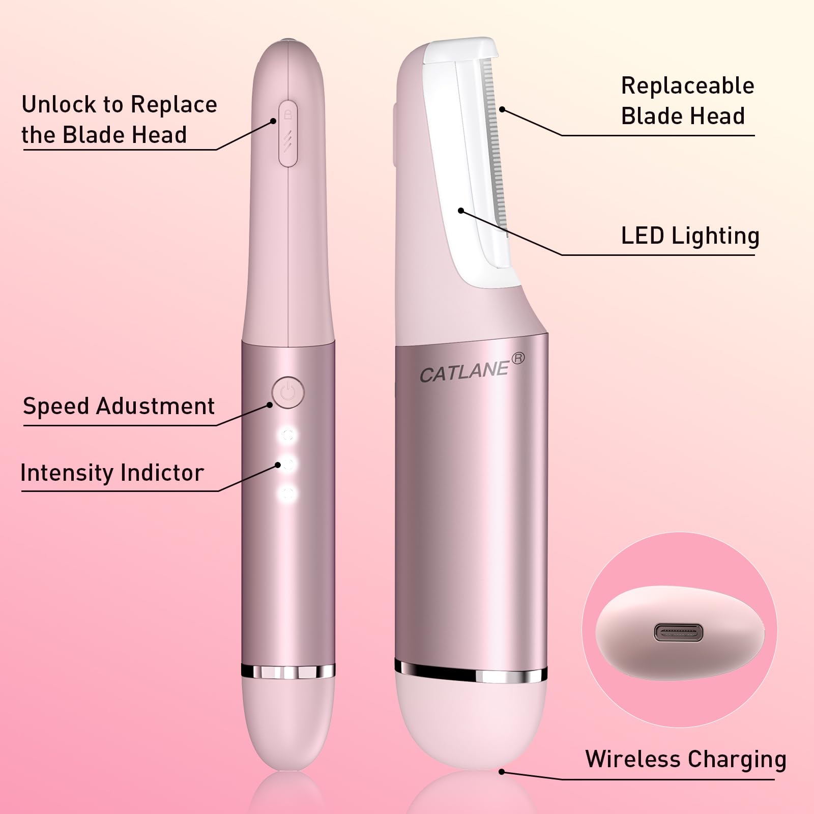 CATLANE Dermaplane acabado rosa Charm; color elegante para la rutina.
